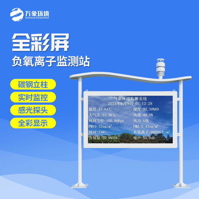 高智能一體化負氧離子監測站，創新式全彩屏監測氣象環境模式